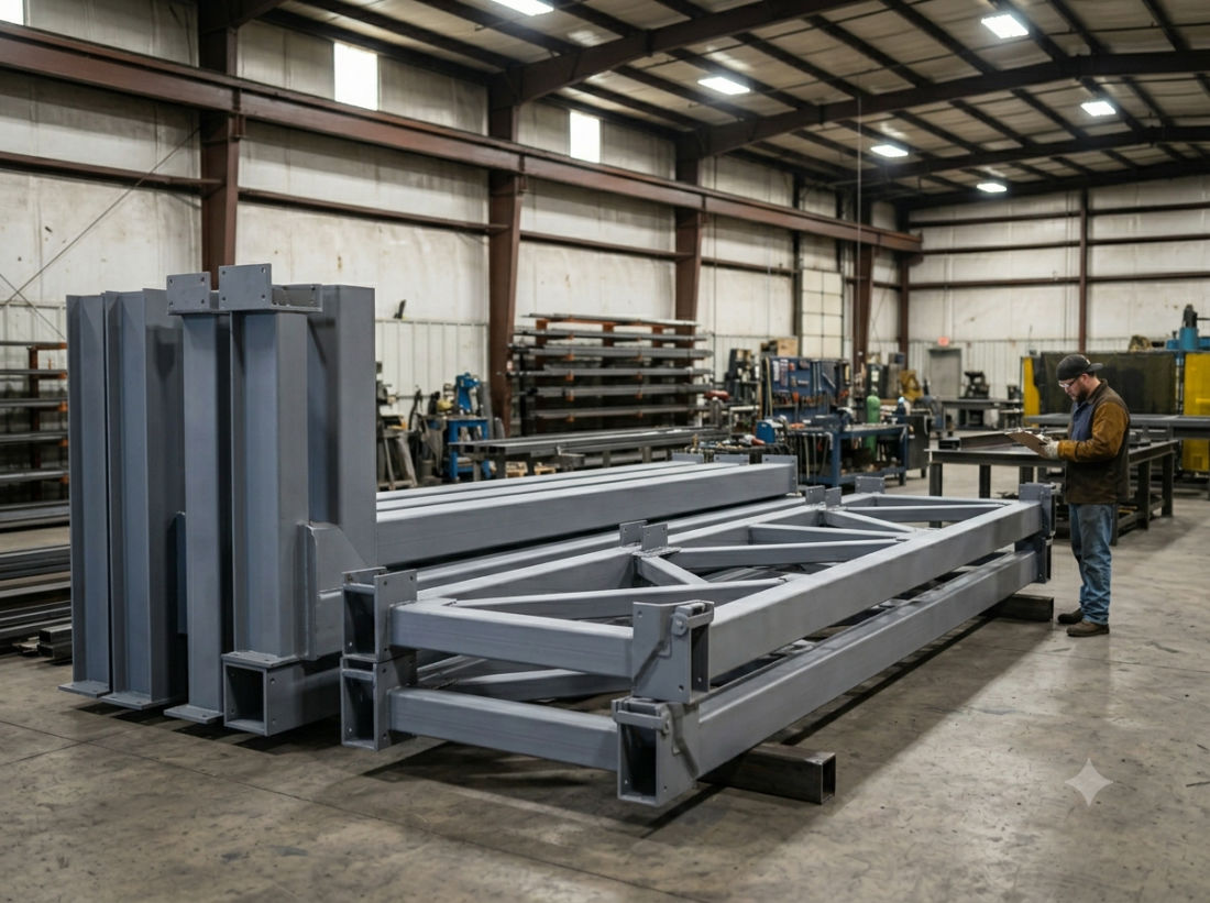 Custom fabricated steel assemblies in the SOLID ARCPG shop