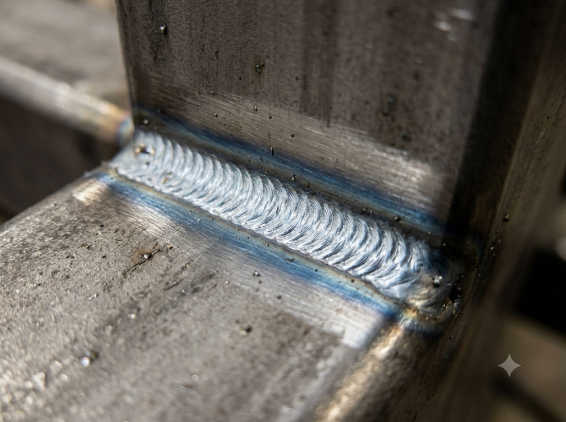Close-up of a clean, code-compliant weld bead