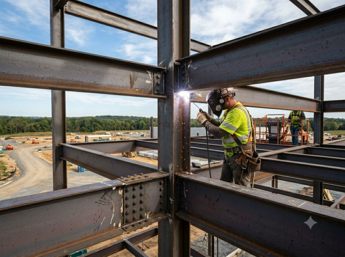 On-site field welding at a commercial job site in Virginia